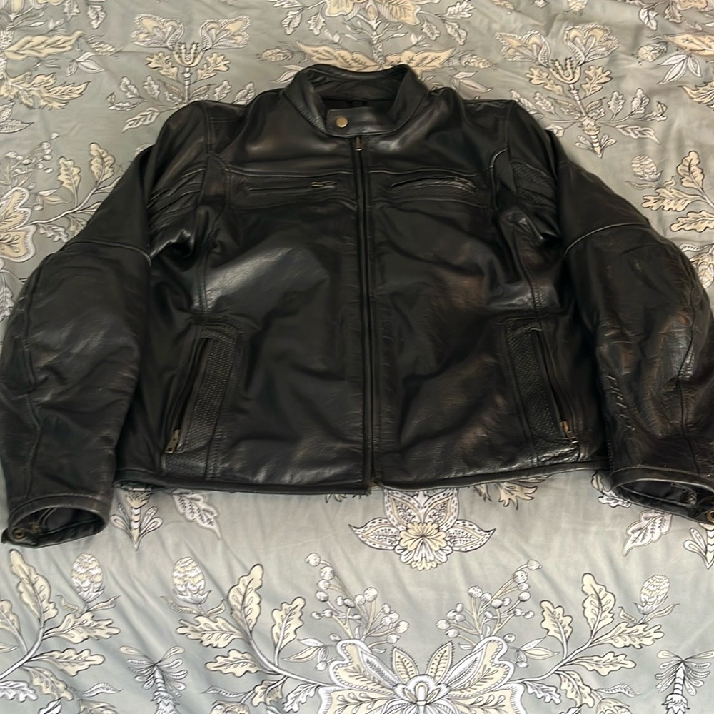 Black leather Mororcycle jacket